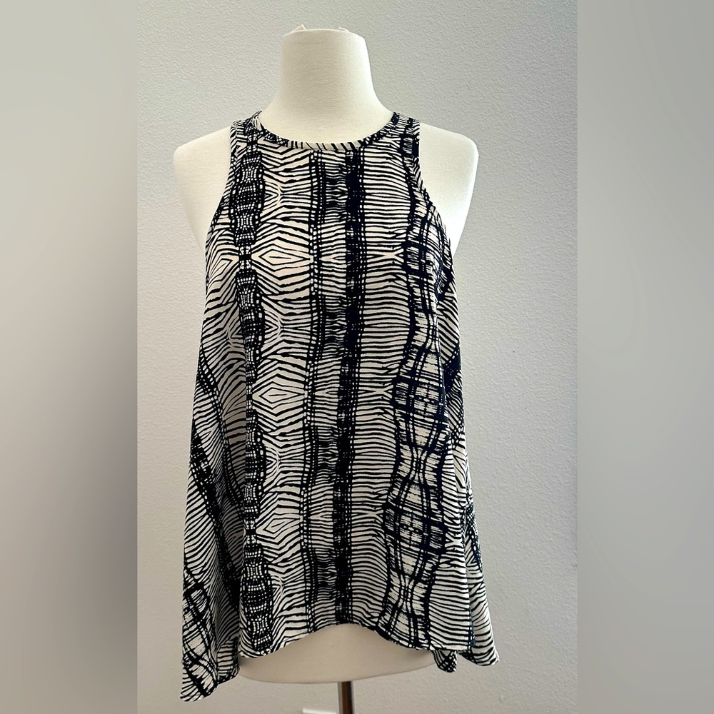 Phanuel Sleeveless Blouse, Black/White, Size Medium